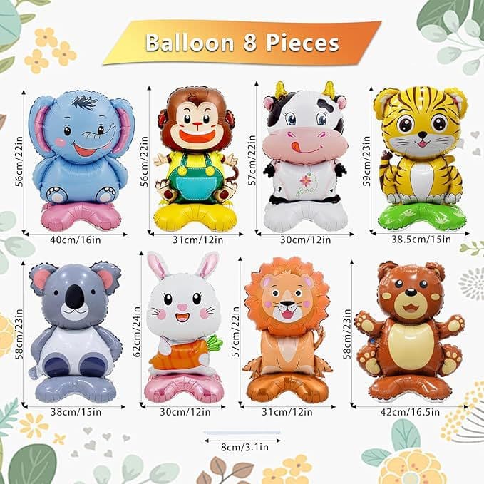 New decorative base elephant lion panda animal aluminum film balloon party cartoon standing dinosaur balloon
