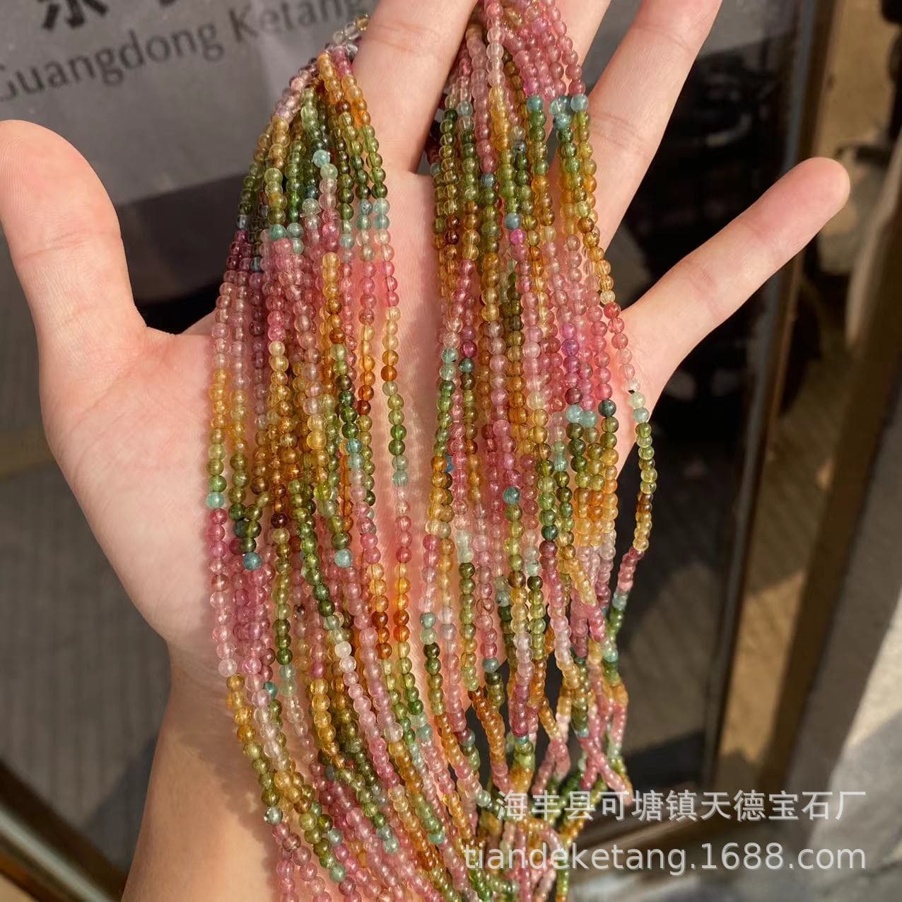 Natural tourmaline millet beads three circles small size beads 3mm + crystal transparent and clean color bright clean no cracks