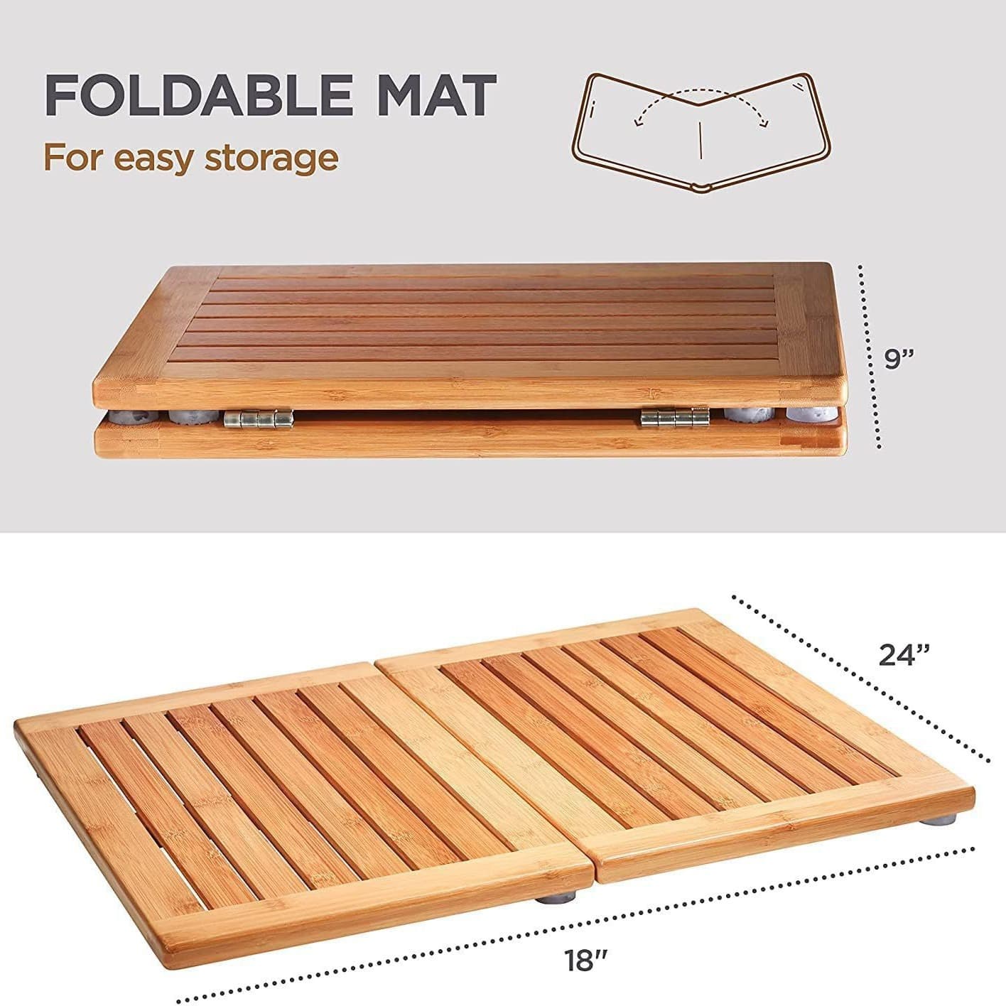 Bamboo Bathroom Non-Slip Mat Foldable Bath Mat Furniture Bath Mat Indoor and Outdoor Use