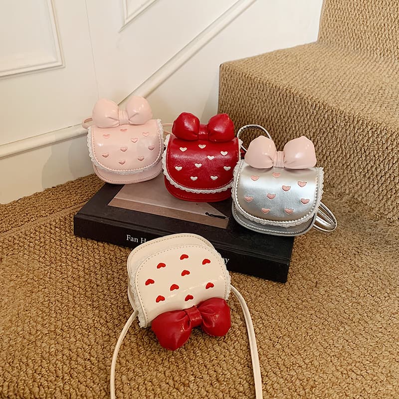 Spring New Children's Crossbody Bag Heart Bow Stylish Cute Versatile Mini Fragrance Style Girls Coin Purse