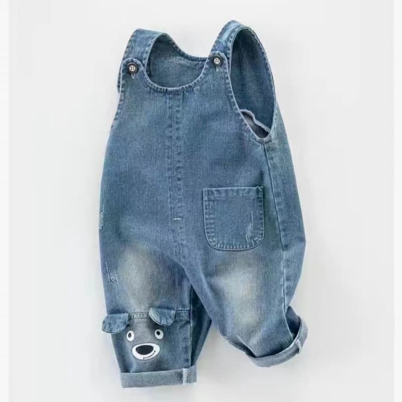 Baby Denim Overalls 24 Spring Autumn Jeans Children One-Year-Old Baby Pants Casual Open Crotch Boys Girls Bodysuit