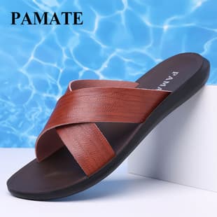 PAMATE Cross-border Men's Slippers New Korean Style Casual Non-Slip Trendy One-Strap Slippers