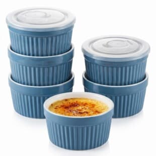 6-Piece Ceramic Baking Bowl Set Dust-Proof Fresh-Keeping Microwave Oven Dessert Creme Brulee Cup Tableware Set