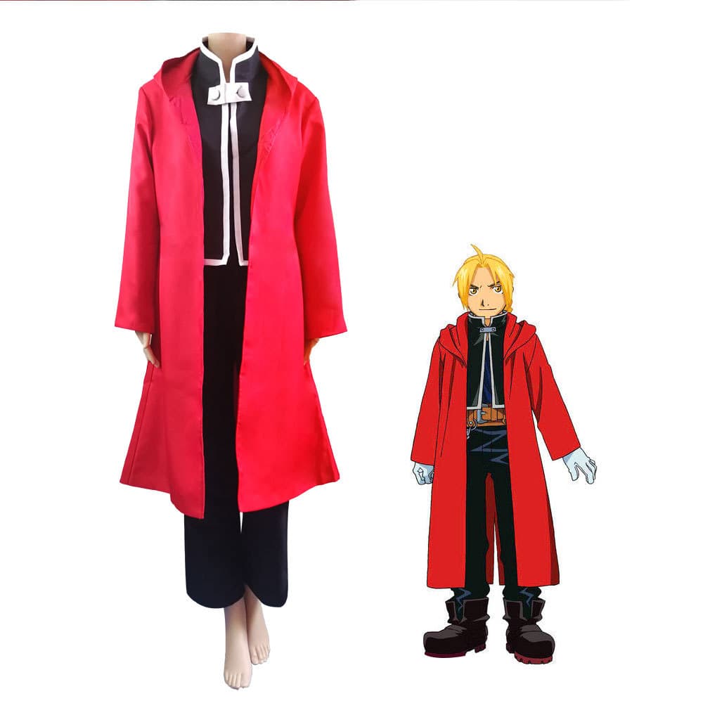 Fullmetal Alchemist Cosplay Costume Anime Edward Elric Complete Set Red Cape Cos Costume Factory Direct