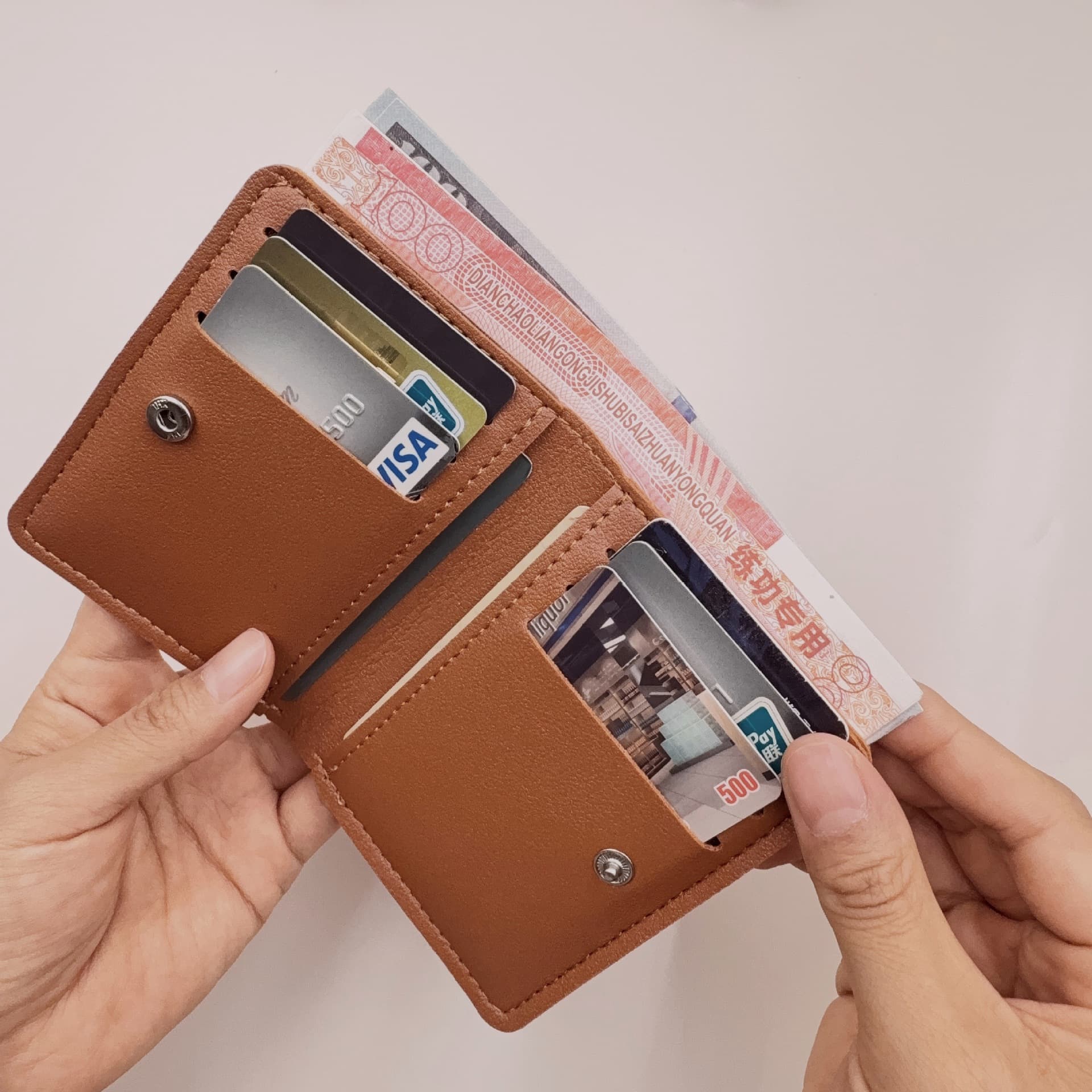 Cross-Border Hot Selling Women's Short Wallet, Factory Direct Supply, Fast Shipping, Compact Ultra-Thin Simple Design, Large Capacity 2-Fold Wallet