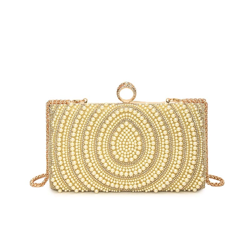 European and American Retro Pearl Evening Bag 2025 New Textured Beaded Dress Bag Wedding Cheongsam Handheld Shoulder Bag
