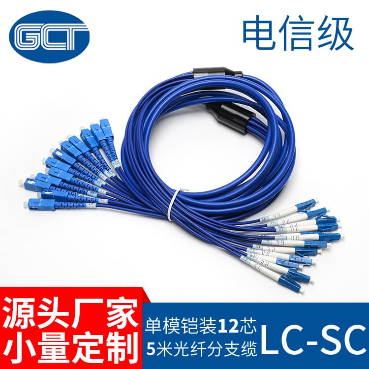Guocheng Tong Single Mode Armored 12-Core Branch Cable Fiber Optic Patch Cord Access Chassis Fiber Optic Cable LC/SC Multi-Core