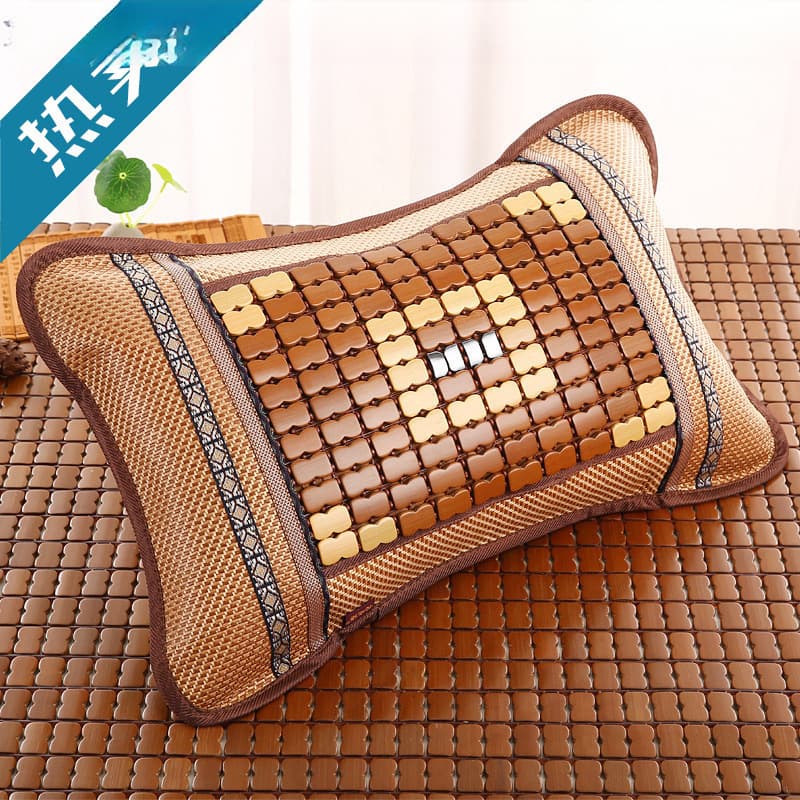 Summer tea bamboo mat pillow single hard pillow summer adult mahjong ice silk rattan cool dormitory student pillow