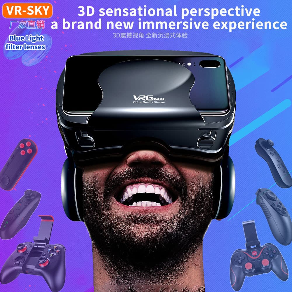 VRG New Head-Mounted VR Headset for Phones Virtual Reality Factory Direct VRBOX Glasses Blue Light VR Glasses