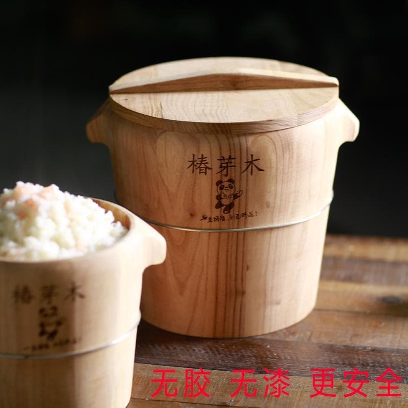 Toona Sinensis Wood Steamed Rice Bucket for Home Use Old-fashioned Rice Bucket Fir Wood Steamed Rice Bucket Steamed Rice Tool Wood Steamer Commercial Steamer