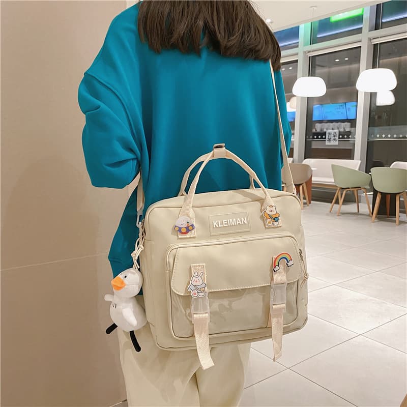 Backpack crossbody small cloth bag women's crossbody large capacity large capacity shoulder bag college student class tutorial bag