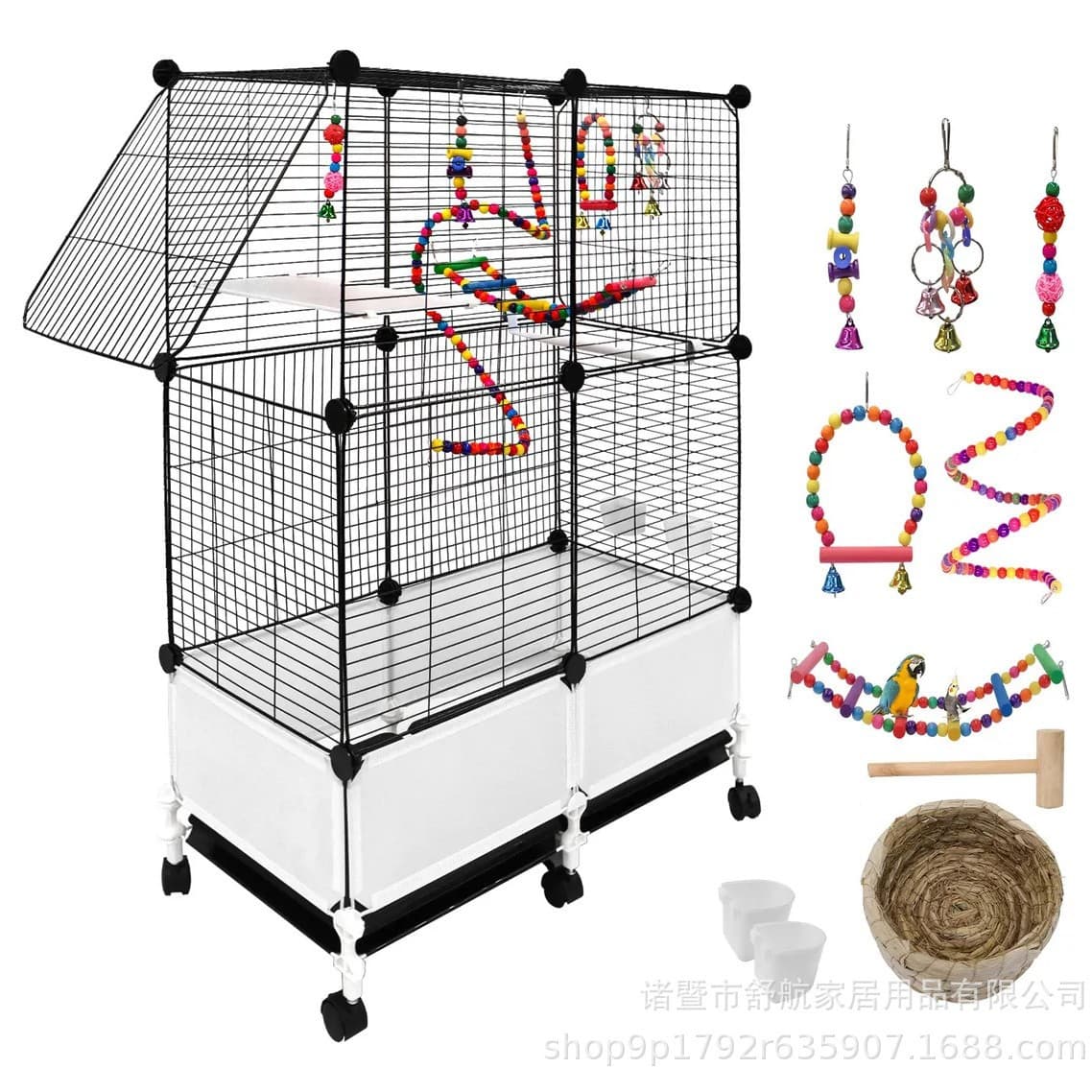 Parrot Cage Iron Mesh Free Assembly Bird Villa Multi-Story Birdhouse Extra Large Space Bird Cage Removable Bird Cage