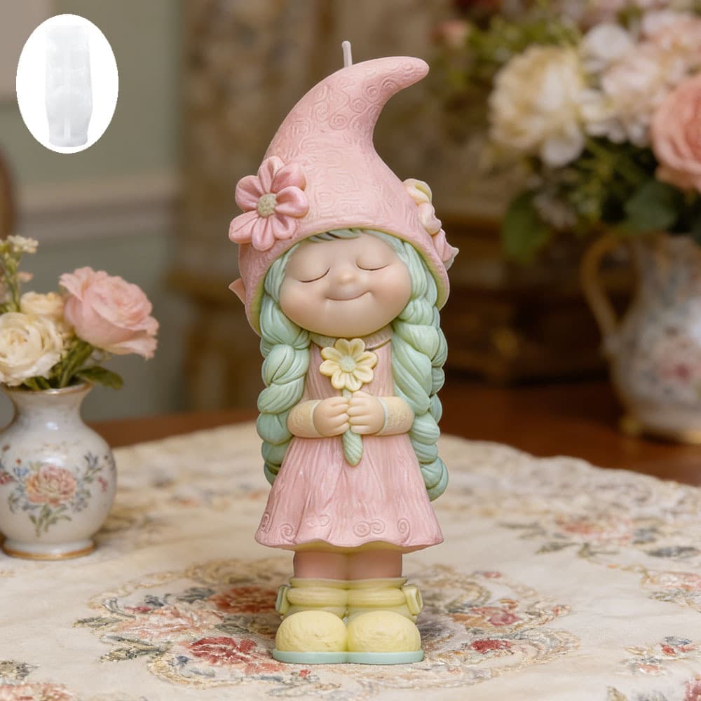 Braided Hat Girl Silicone Mold Cartoon Cute Flower Girl DIY Aromatherapy Candle Scented Stone Mold