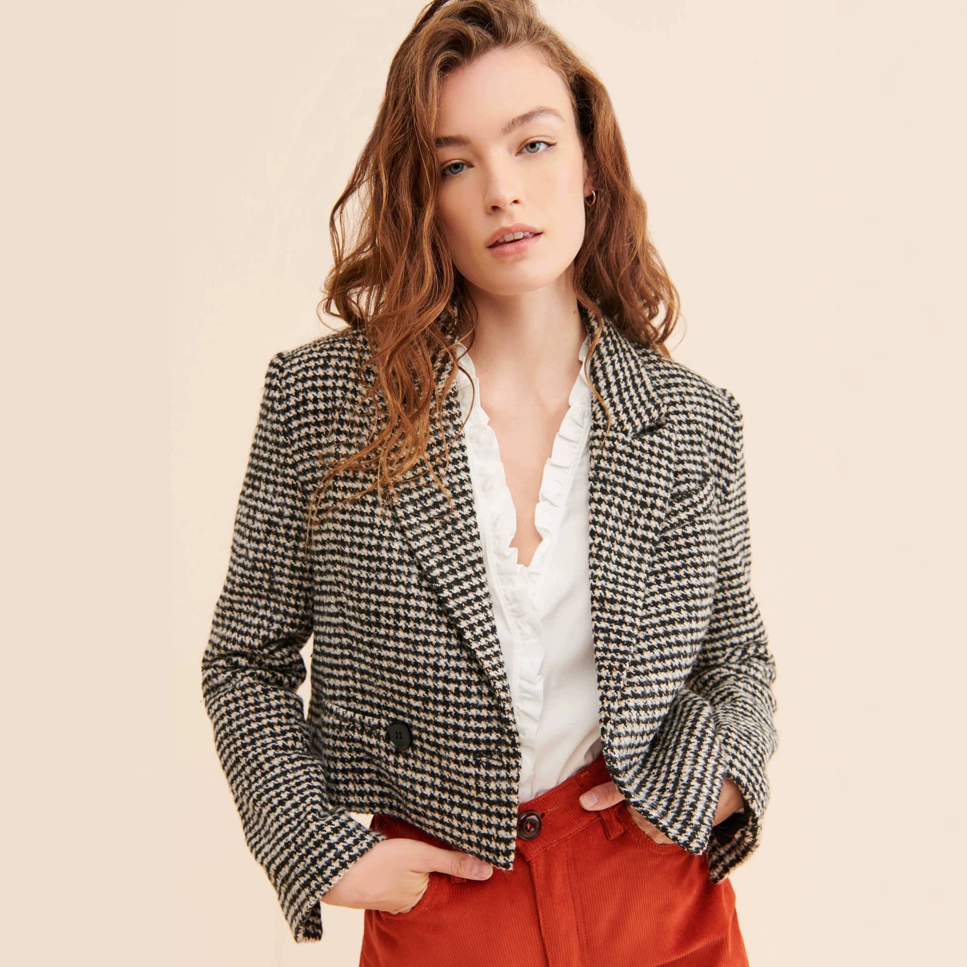 European and American cross-border popular dark brown double-breasted imitation leather suit with loose lapel and big pockets retro commuter leather jacket