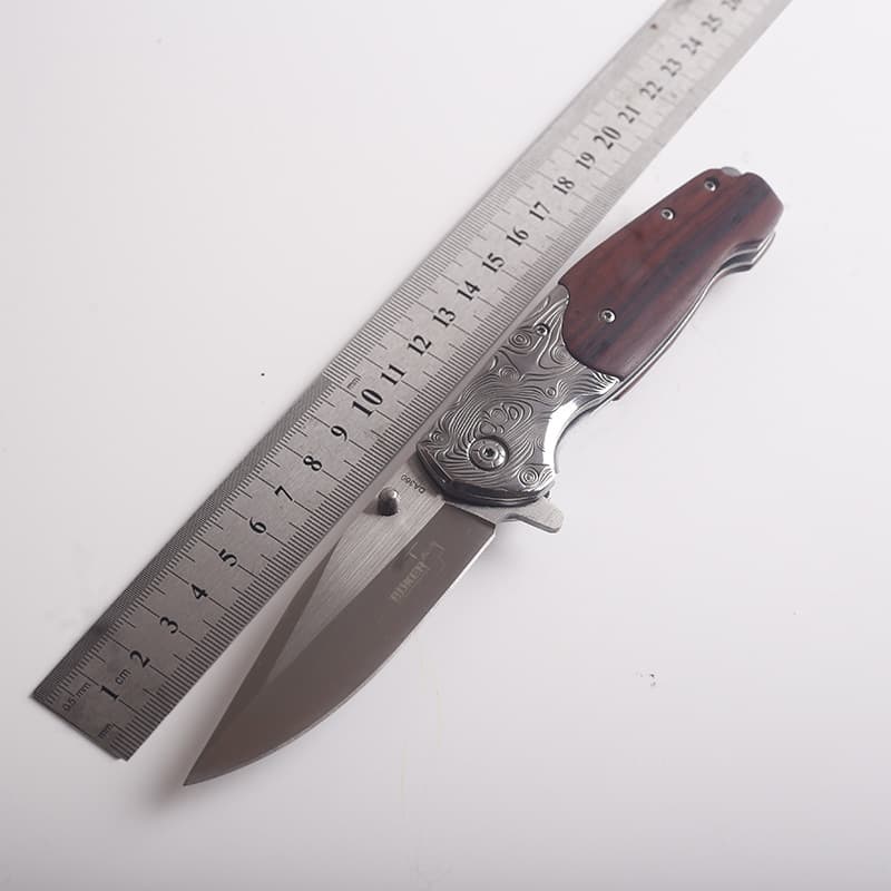 Outdoor Folding Knife Multi-Function Camping Knife Self-Defense EDC Hunting Knife Brushed Blade Colored Wood Handle