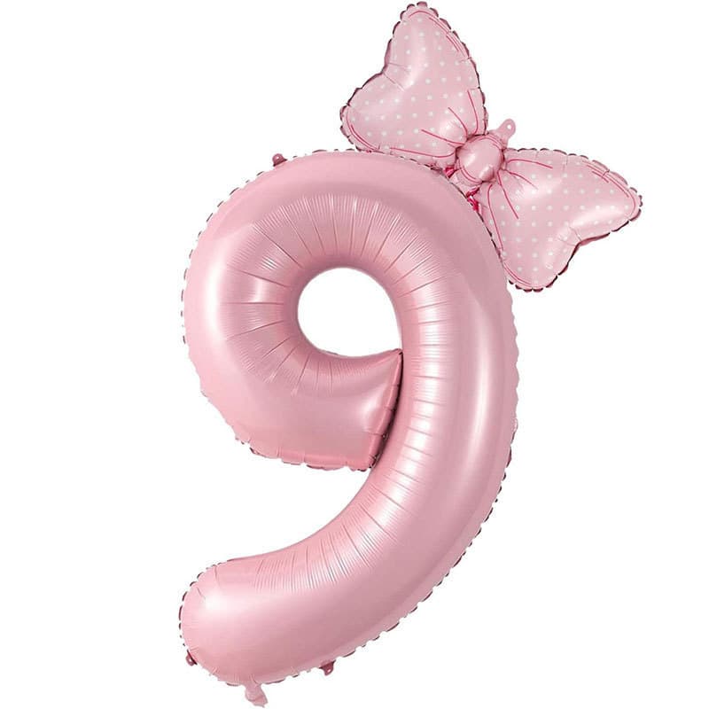 Pink Bow Number Balloon Birthday Candle Set Cake Decoration Cross-border Party Decor Prop