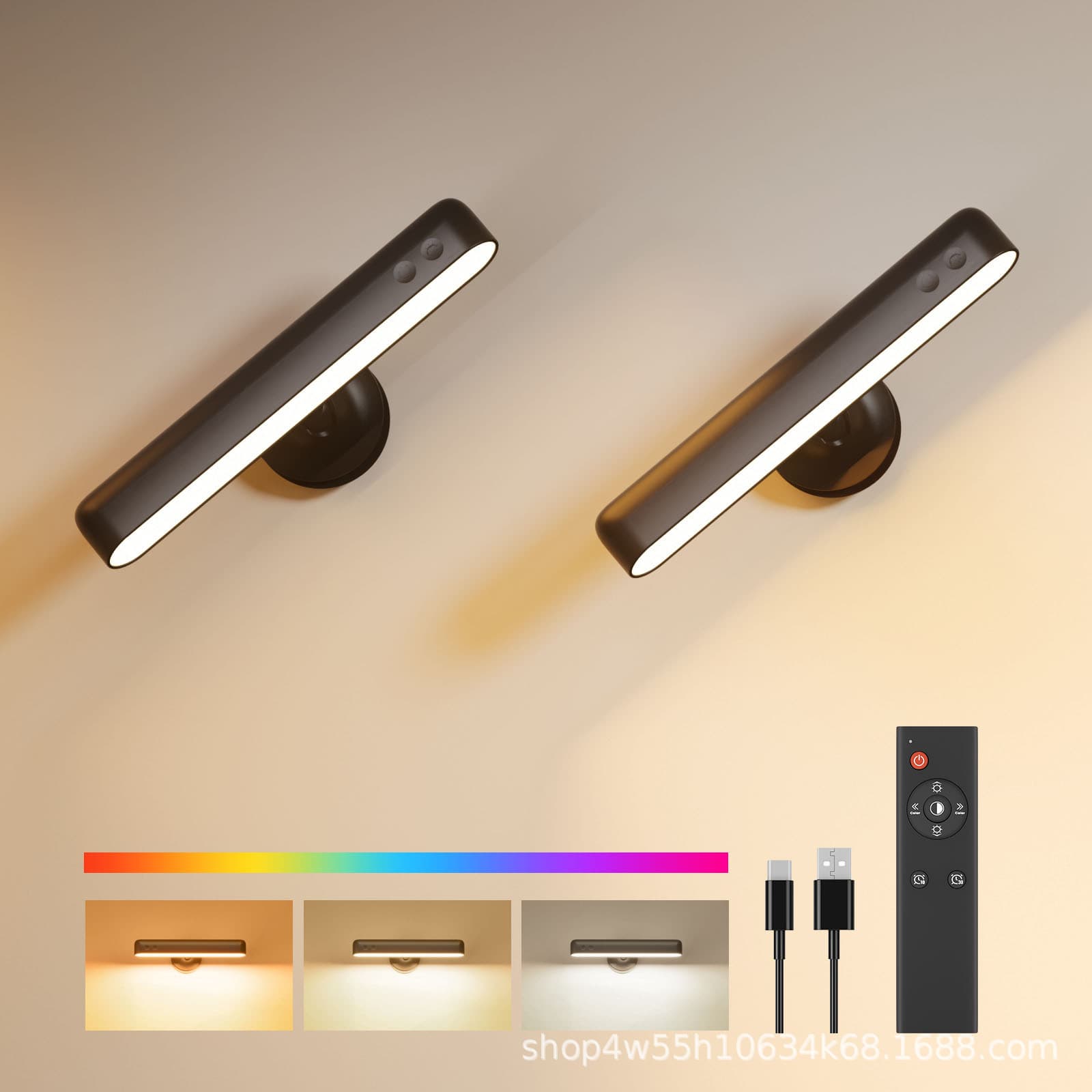 6000mAh Large Capacity Rechargeable Magnetic Wall Lamp, RGBWW 18 Colors Remote Dimming, 360° Rotation, 3 Color Temperature Adjustment