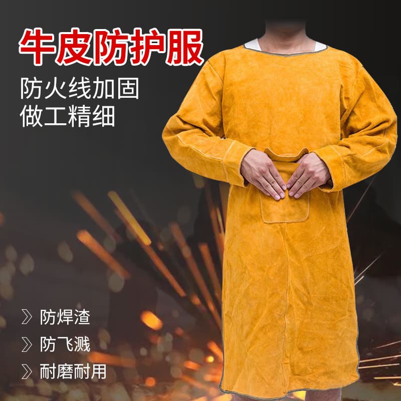 Welding apron, anti-spark, wear-resistant, flame-retardant cowhide apron, anti-scalding welding anti-wear body protective clothing