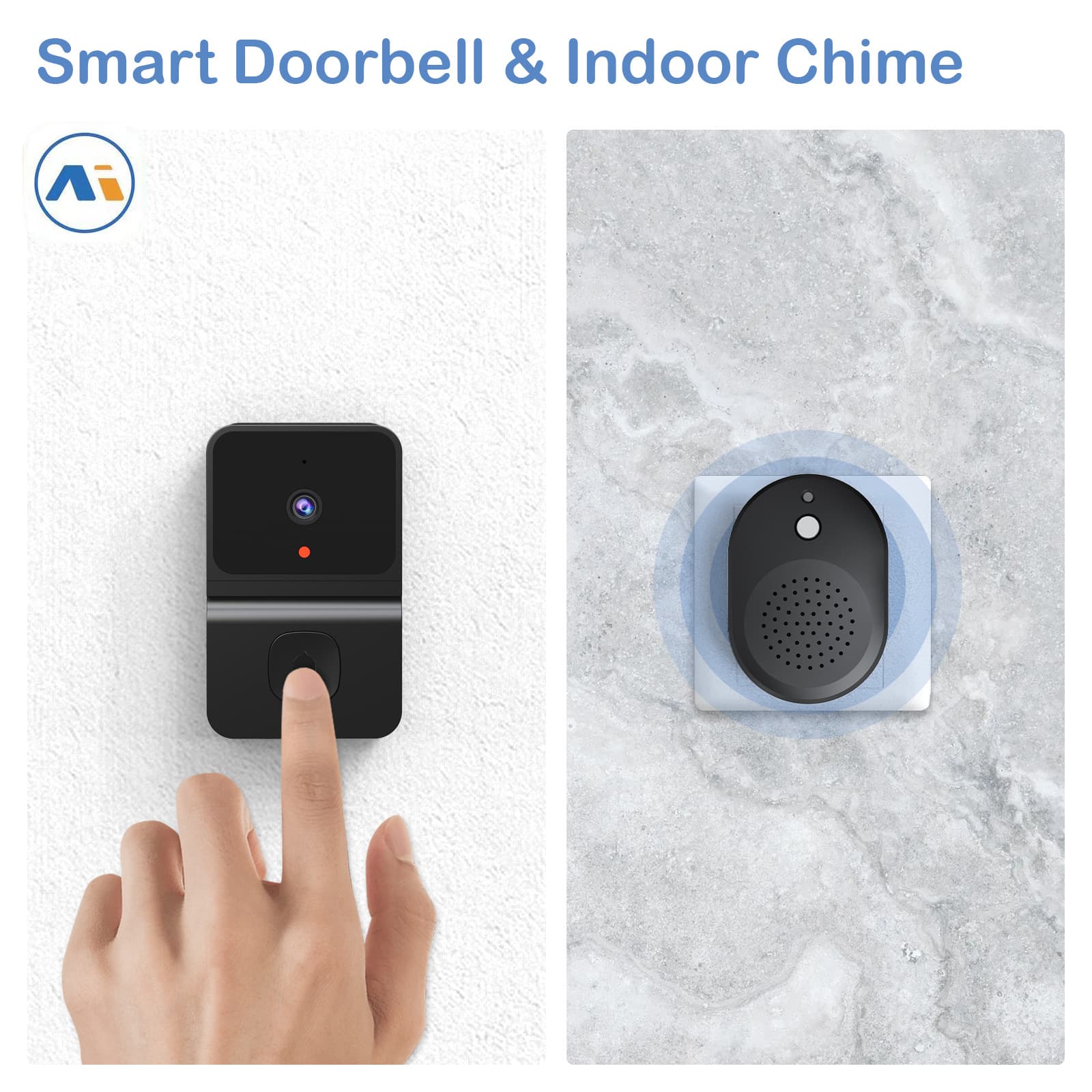 Private Mold Low Power Wireless Video Doorbell Intercom Phone Monitoring WiFi Smart Doorbell DingDong Set