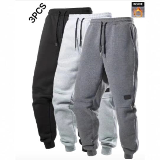 TEMU Amazon Independent Site Ribbed Drawstring Casual Thickened Long Pants Men In Stock Cross-border Amazon 3-Pack