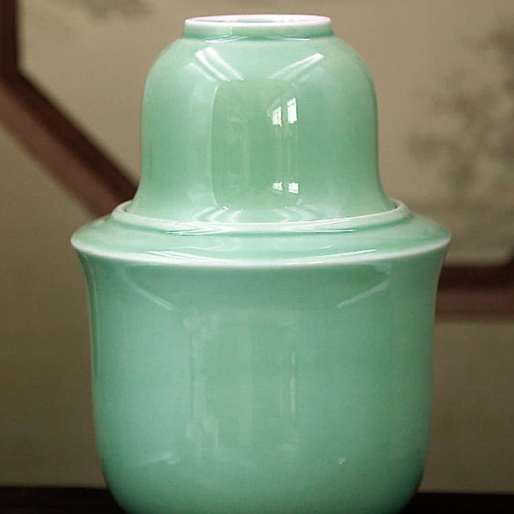 Ceramic Half Jin (250g) Wine Warmer, Warm Wine Pot, Hot Wine Pot, Home Use Traditional Hot Water Warming Set, Celadon Yellow Rice Wine