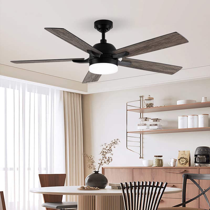 Cross-border living room fan light Konoha American restaurant bedroom ceiling fan chandelier RGB night light frequency conversion ceiling fan light