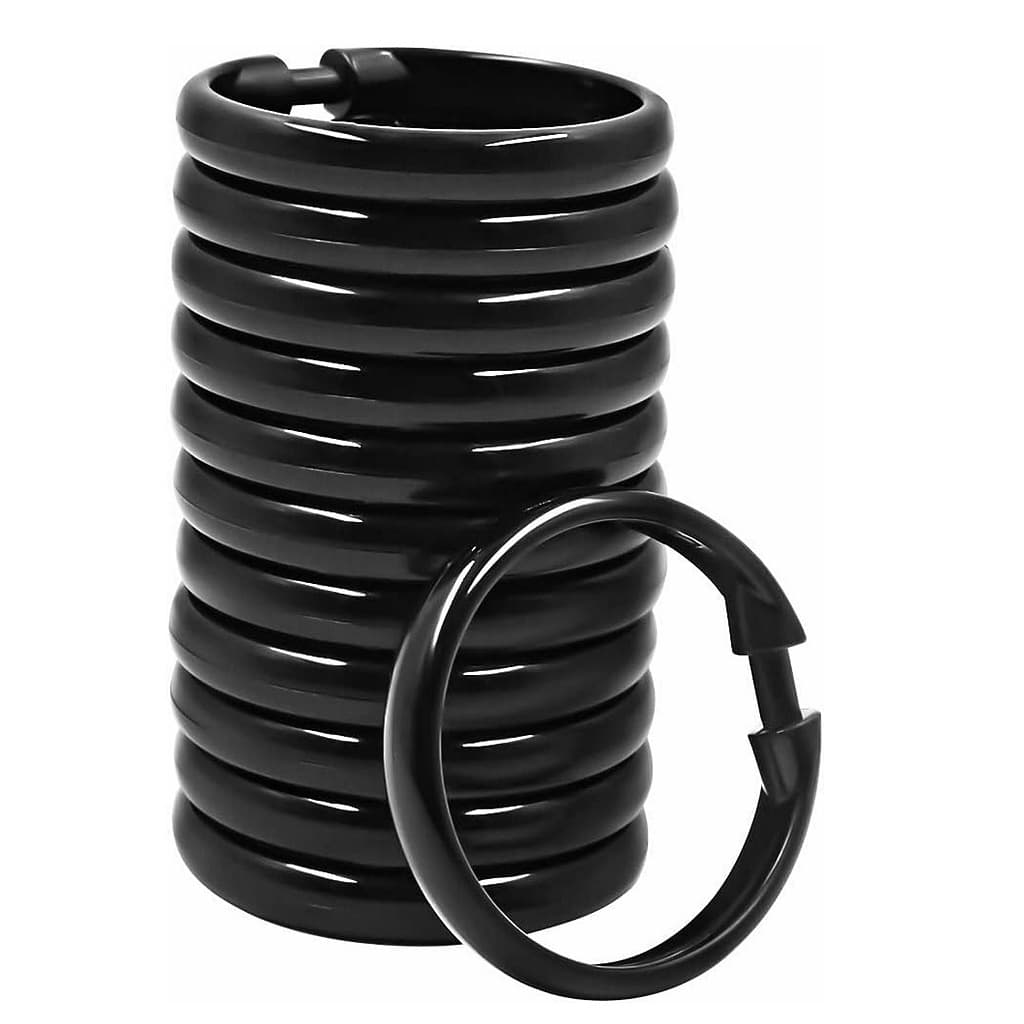 Cross-border Stock Black Shower Curtain Plastic Open Hook 5cm Diameter Pull Ring