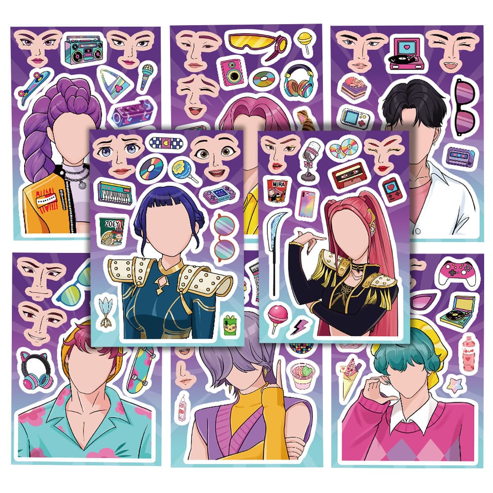 8 K-POP Huntress Girl Group Collage Stickers for Kids Toys, DIY Handmade Scrapbook, Water Bottle, Notebook Decorative Stickers