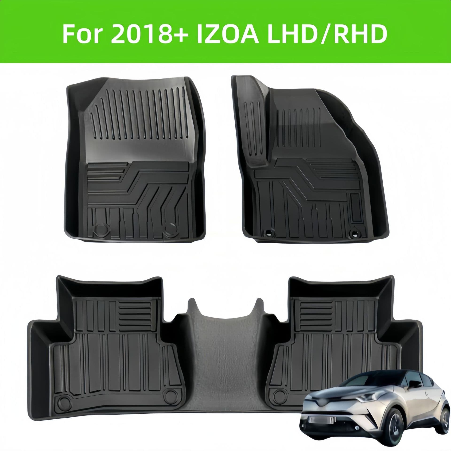 2018+ IZOA RHD TPE Car Floor Mat Rear Trunk Mat Waterproof No Formaldehyde Odorless Custom Fit Rubber Floor Mat for IZOA