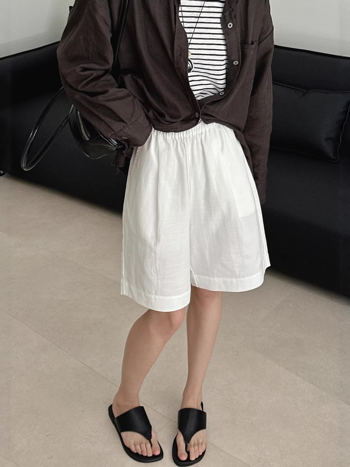 White Tencel Cotton Shorts Women's Summer 2026 New Old Money Style Loose Casual High Waist A-Line Wide Leg Tencel Five Points