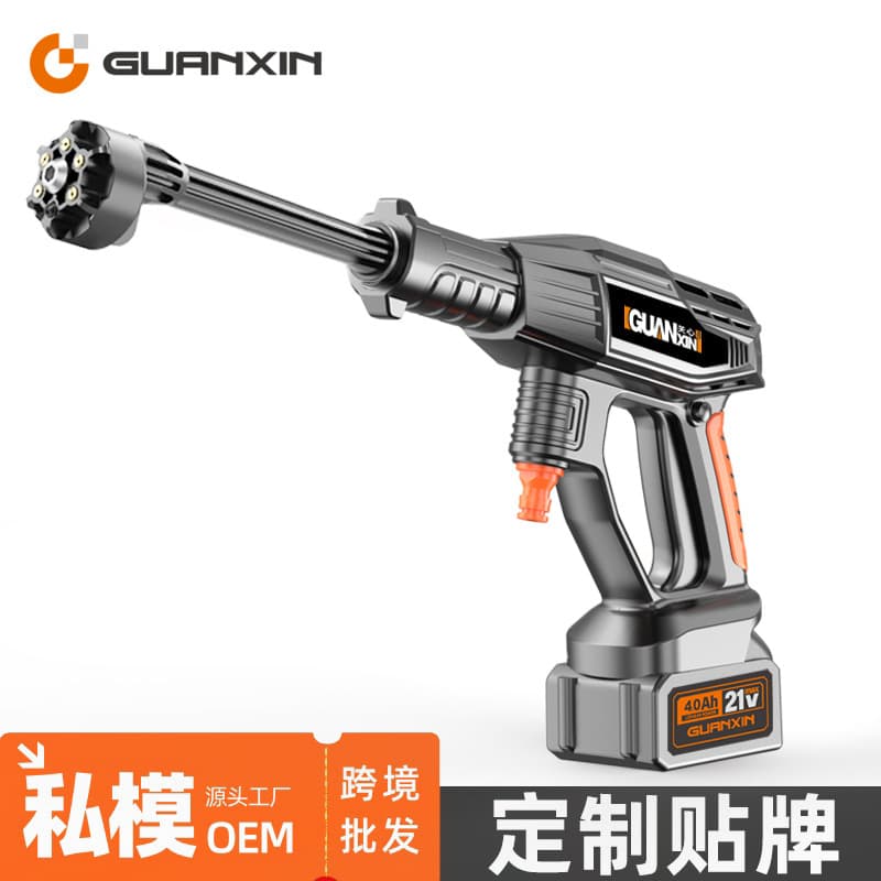 Car wash high-pressure water gun wholesale, cross-border Black King Kong outdoor portable lithium battery for household, watering, and cleaning wireless car washer.
