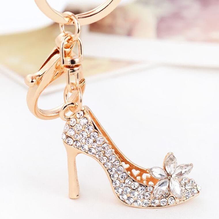 European and American best-selling high-heel shoe keychain, car keychain, women's bag charm pendant, rhinestone-encrusted exquisite keychain