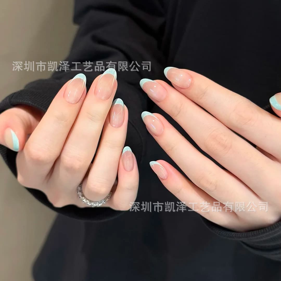 Wear Nails 2026 New Wear Nails Almond Nails Cross-border Wholesale Manicure Nail Tablets Cat Eye Almond Nails White French Style