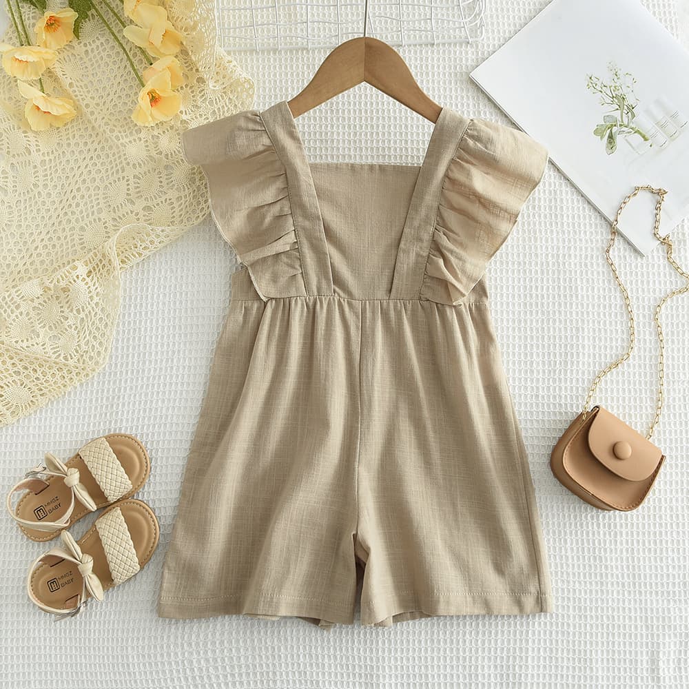 Cross-border Summer Baby Girl Cotton Linen Romper Shorts Overalls Infant Bodysuit Crawling Suit
