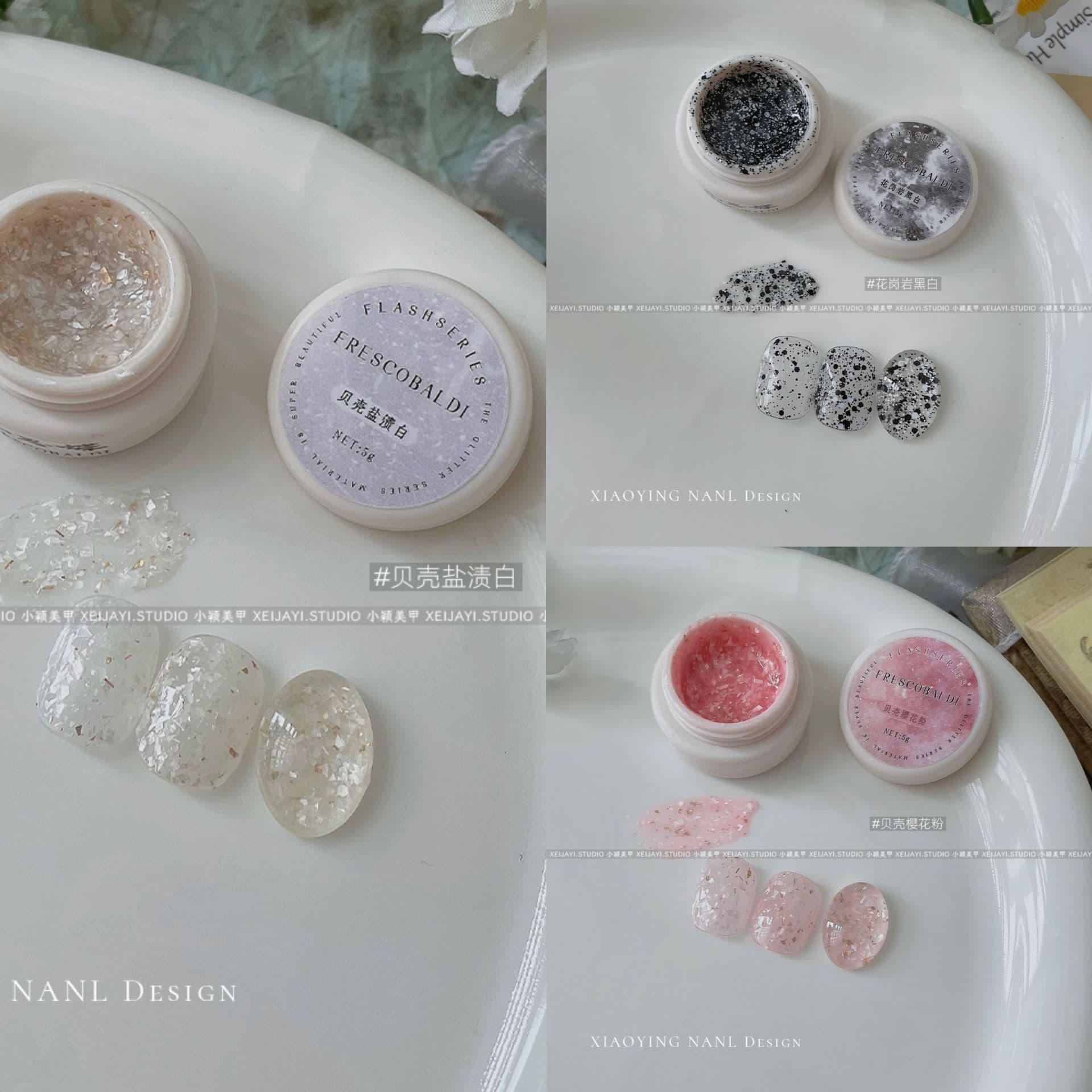 Xiaoying Manicure-3 Color Shell Color Stone Glue Series Small Fragments Sesame Dot Material Glue 5g Can of Armor Oil Glue