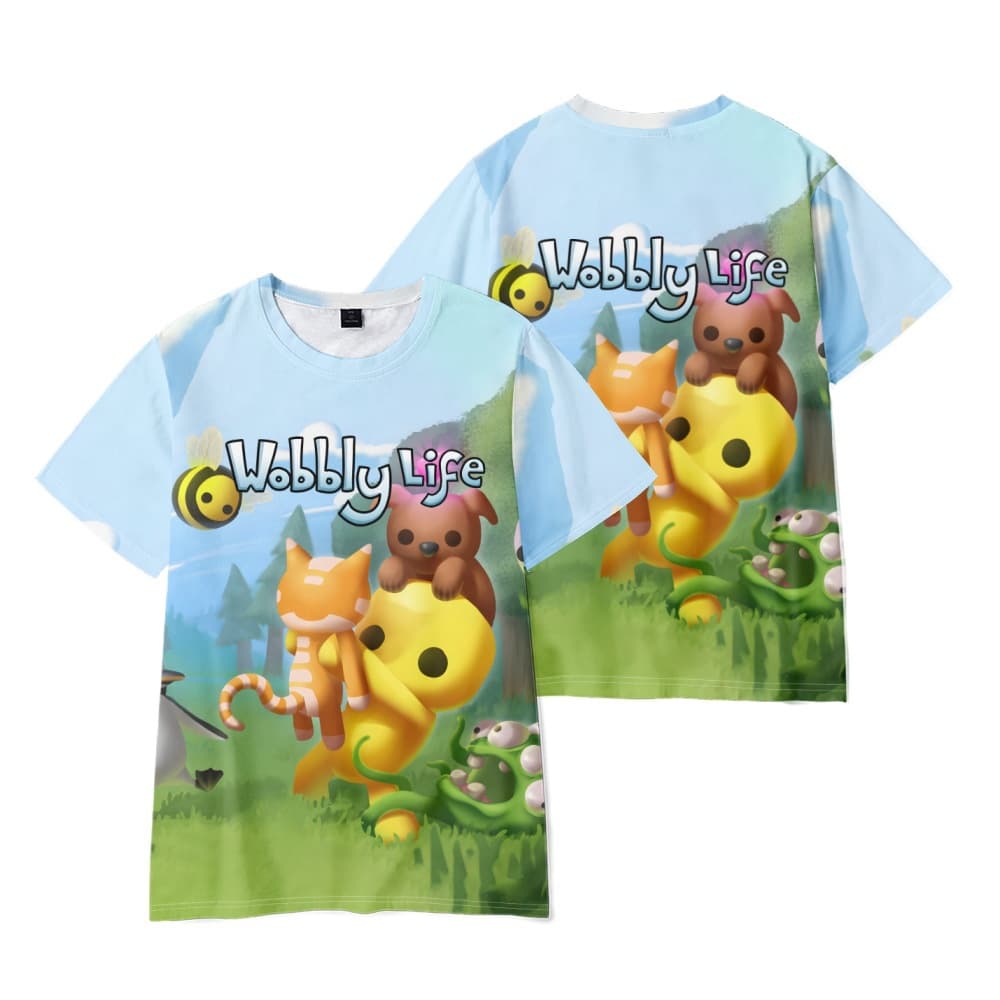 New cross-border game Wobbly Life printed short-sleeved T-shirt printed adult and children's clothing