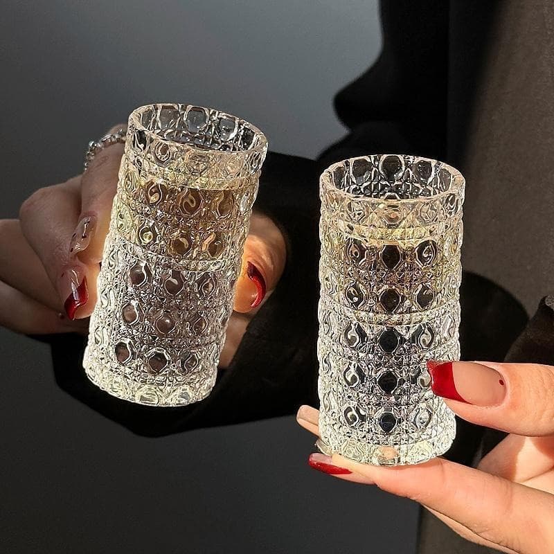 Simple Luxury Embossed Glass Wine Glass, Transparent One-Shot Glass, Shot Glass, Thickened Whiskey Glass, Small Wine Glass