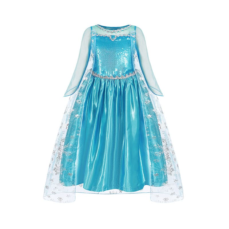 Cross-border Children's Frozen Elsa Queen Princess Dress Kids Blue Princess Gown Girls Performance Dress