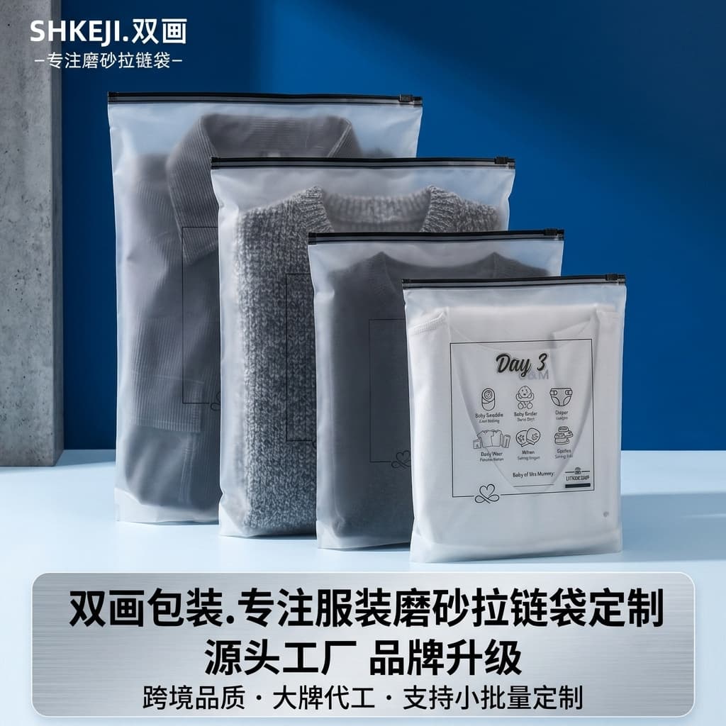 Custom Clothing Zipper Bag, Translucent PE Frosted Bag, Summer Short Sleeve Shorts Zipper Bag, Underwear Socks Zipper Bag