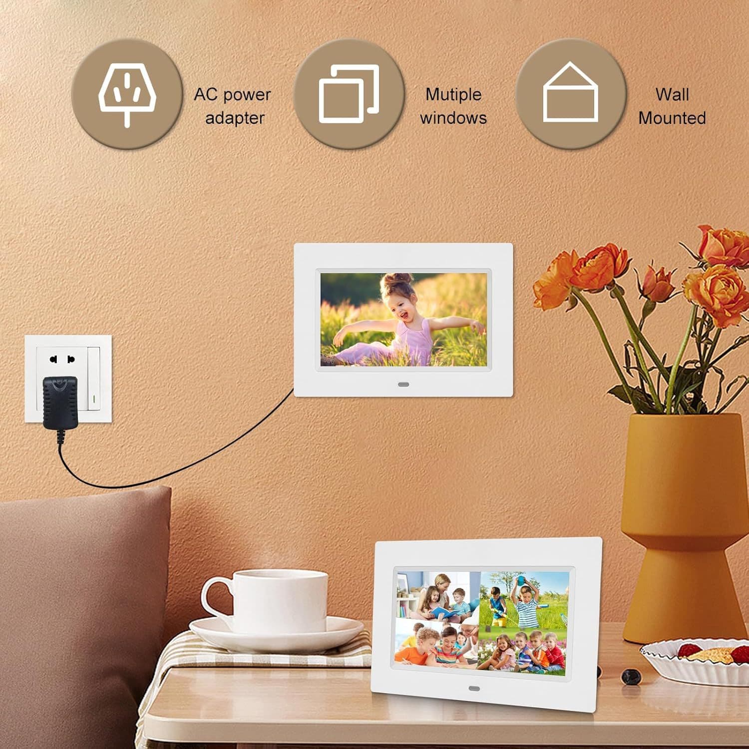 Factory supply for supermarket shelves 7-inch high-definition digital photo frame electronic album ad player with card slot for photo and video loop playback