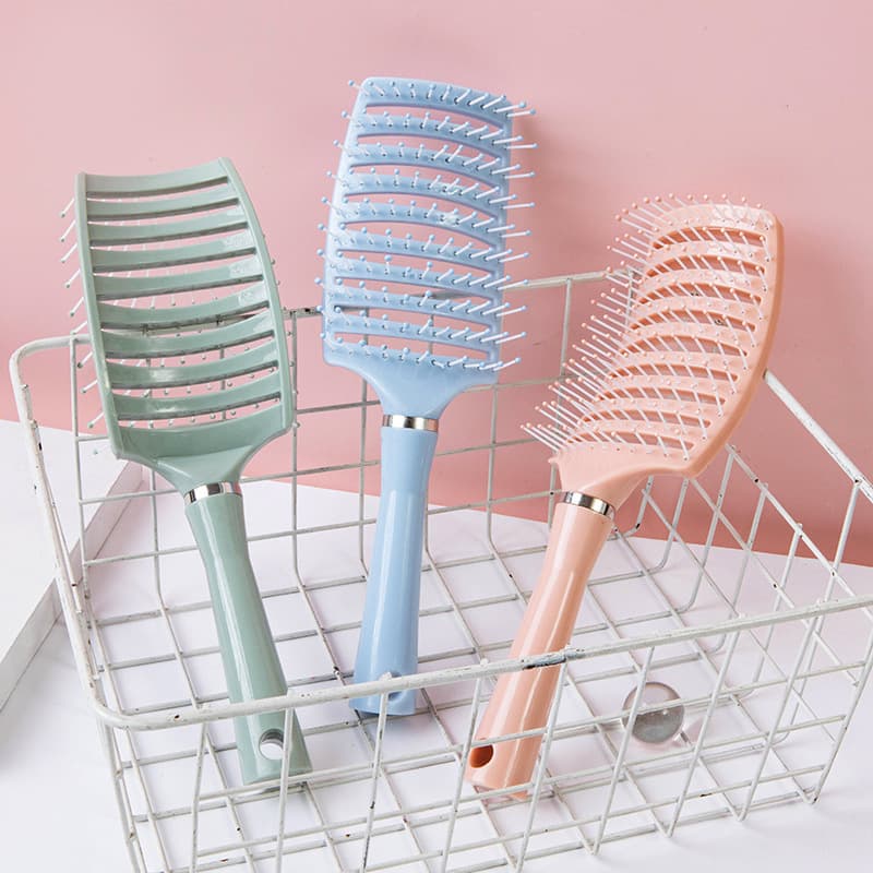 Spare ribs comb cherry blossom powder fluffy ribs comb large curved curly hair comb massage styling artifact women's home comb