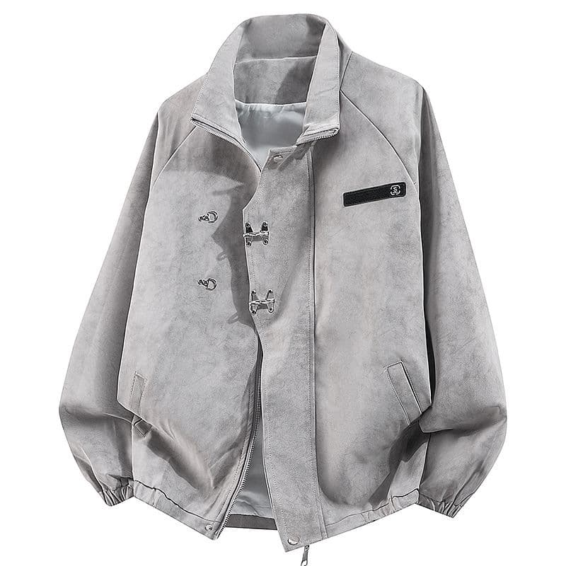 Tie-Dye Leather Jacket for Men, Autumn/Winter Thickened American Snap-Fastening Coat, Youthful Versatile Trendy Jacket