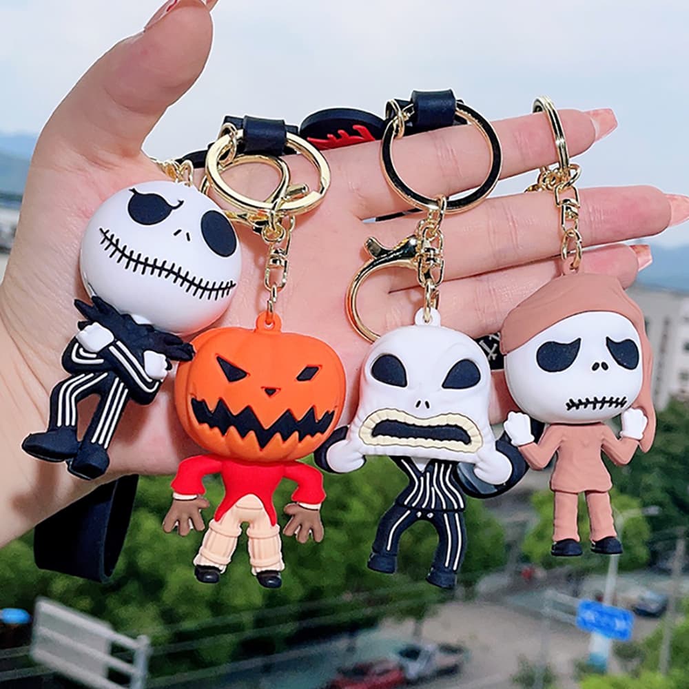 The Nightmare Before Christmas Figure Keychain PVC Key Chain Halloween Cute Personality Skull Jack Backpack
