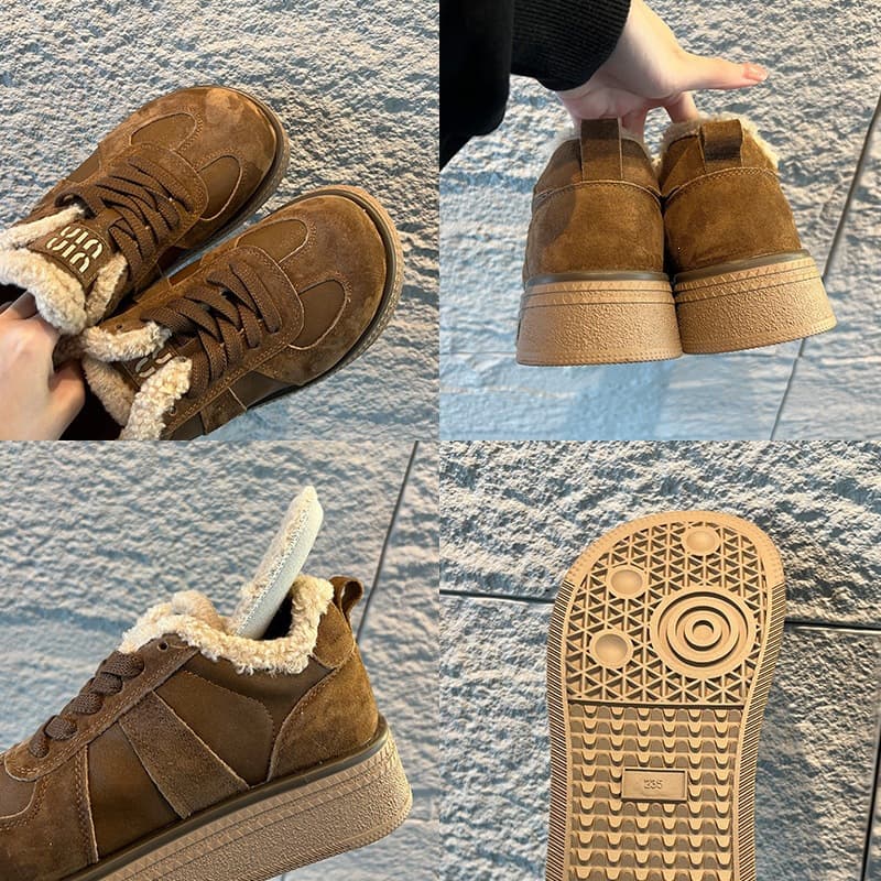 Women's moral training shoes high-top top layer cowhide white shoes women's 2025 thick-soled warm casual women's shoes new cotton shoes winter