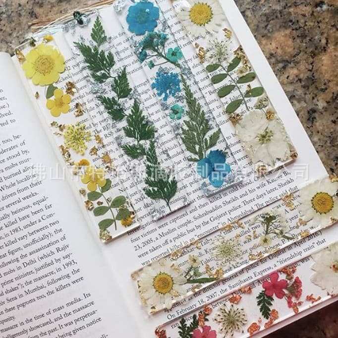 Natural Style Real Flower Transparent Tassel Bookmark for Students, Literary Creative Teacher's Day Gift DIY Artistic Style