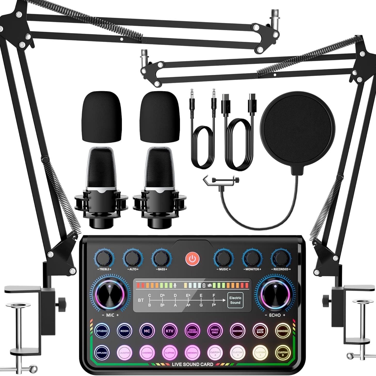 P99 Live Broadcast Sound Card Dual Microphone Set Dynamic Microphone Condenser Microphone Universal Support Bm800