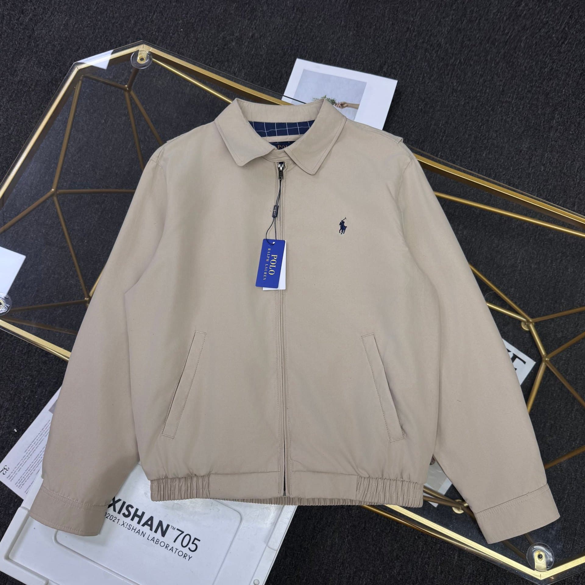 Beiwo Cross-Border High Quality RL Ralph Lauren Classic Small Pony Embroidery Unisex Old Cadre Zipper Button-Down Collar Jacket Coat