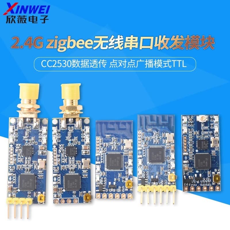 2.4G Zigbee Wireless Serial Transceiver Module, CC2530 Data Transparent Transmission, Point-to-Point Broadcast Mode, TTL