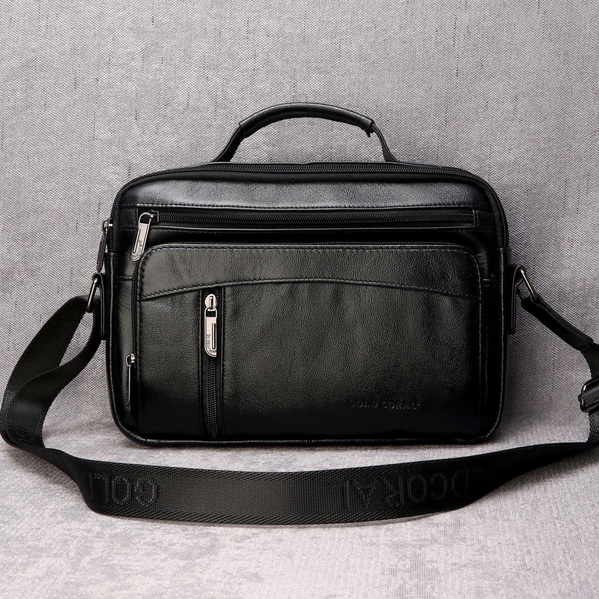 Men's Genuine Leather Single Shoulder Bag Top Layer Cowhide Crossbody Bag Business Casual Handbag Multi-functional Large Capacity Men's Bag