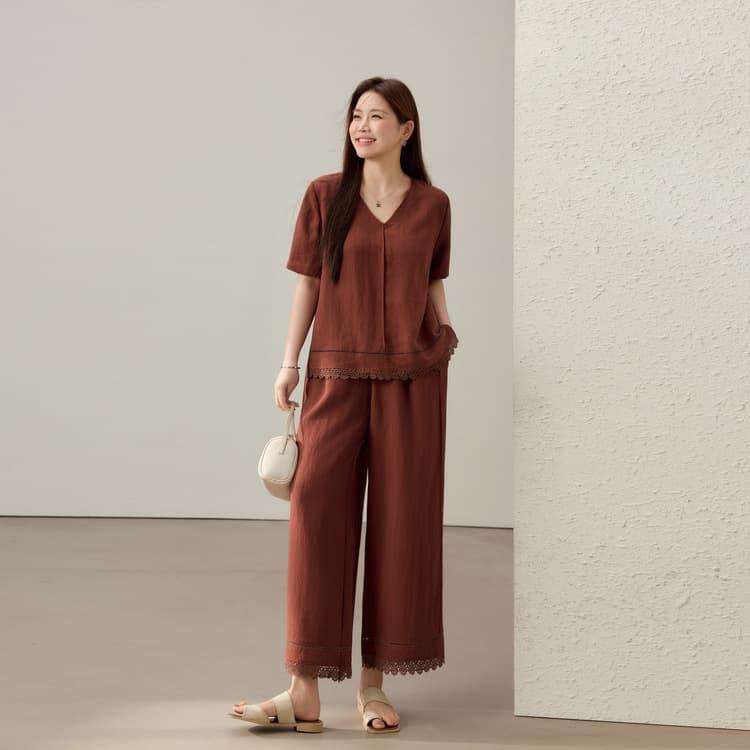 [Lazy Style Simple and Comfortable Lace Two-Piece Set] Slim & Comfortable Plus Size Women's Clothing 2025 Summer New Arrival